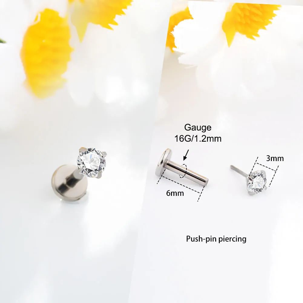 16G Titanium Internally Threaded CZ Snake & Butterfly Helix Stud Set