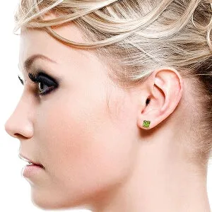 1.75 Carat 14K Solid Rose Gold Sparkle Peridot Stud Earrings