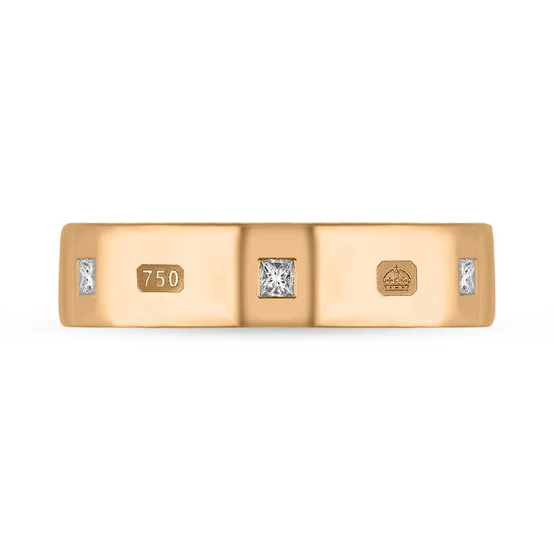 18ct Rose Gold 0.24ct Diamond Queen's Jubilee Hallmark Princess Cut 5mm Ring