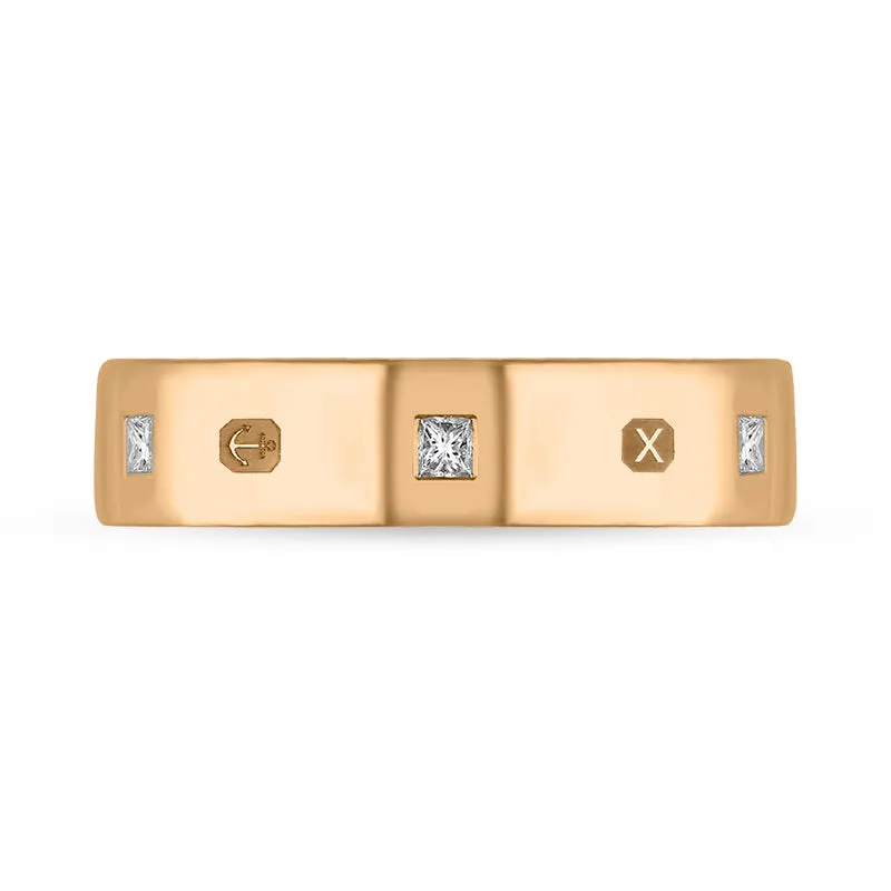 18ct Rose Gold 0.24ct Diamond Queen's Jubilee Hallmark Princess Cut 5mm Ring