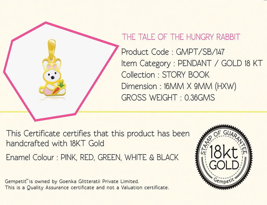 18K Gold Tale of the Hungry Rabbit Pendant <br> Storybook Collection
