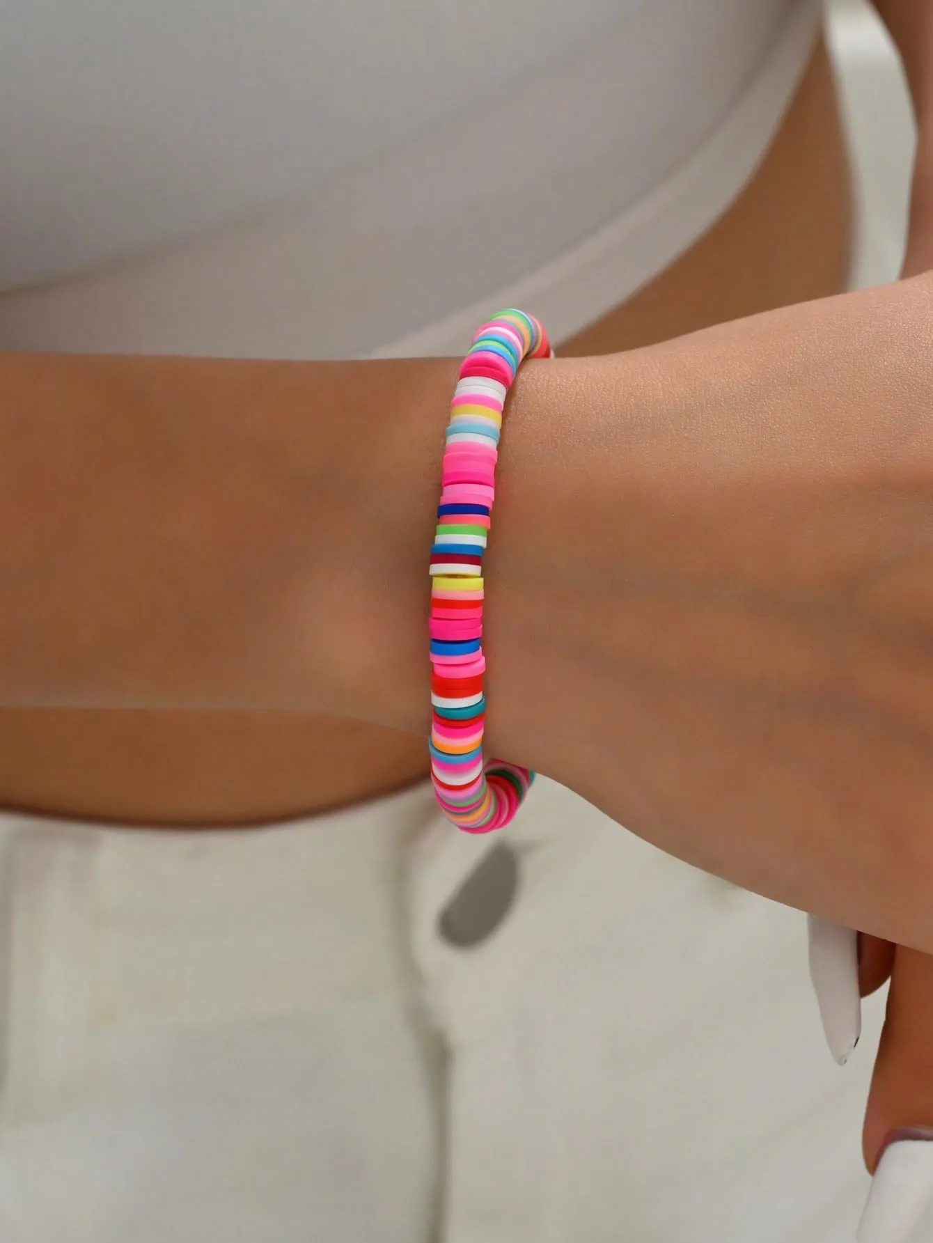 1pc Boho Color Block Beaded Bracelet Women Bracelet Stackable Bracelet Crafted