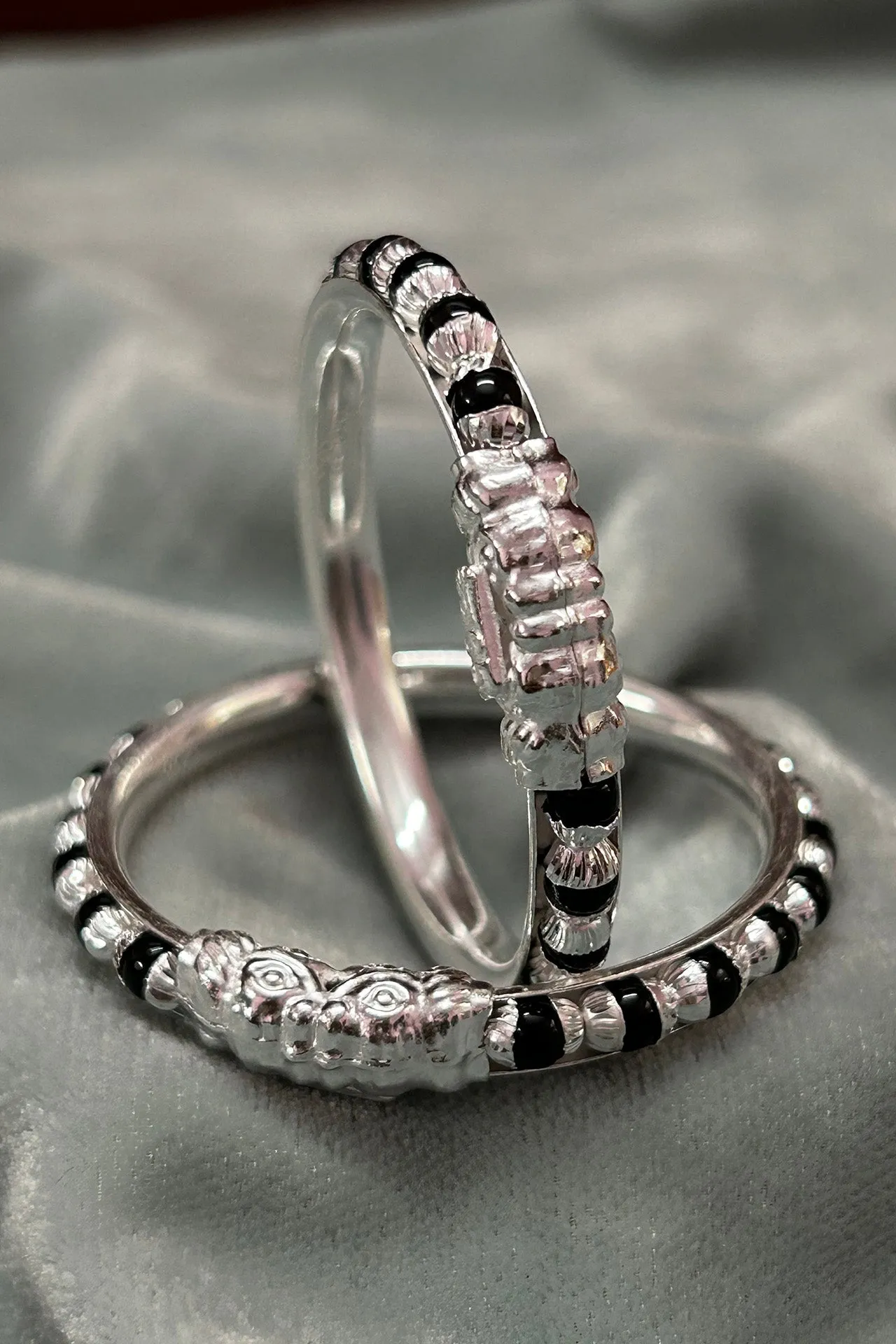 925 Silver Designer Unisex Baby Bangle Set (Design 186)