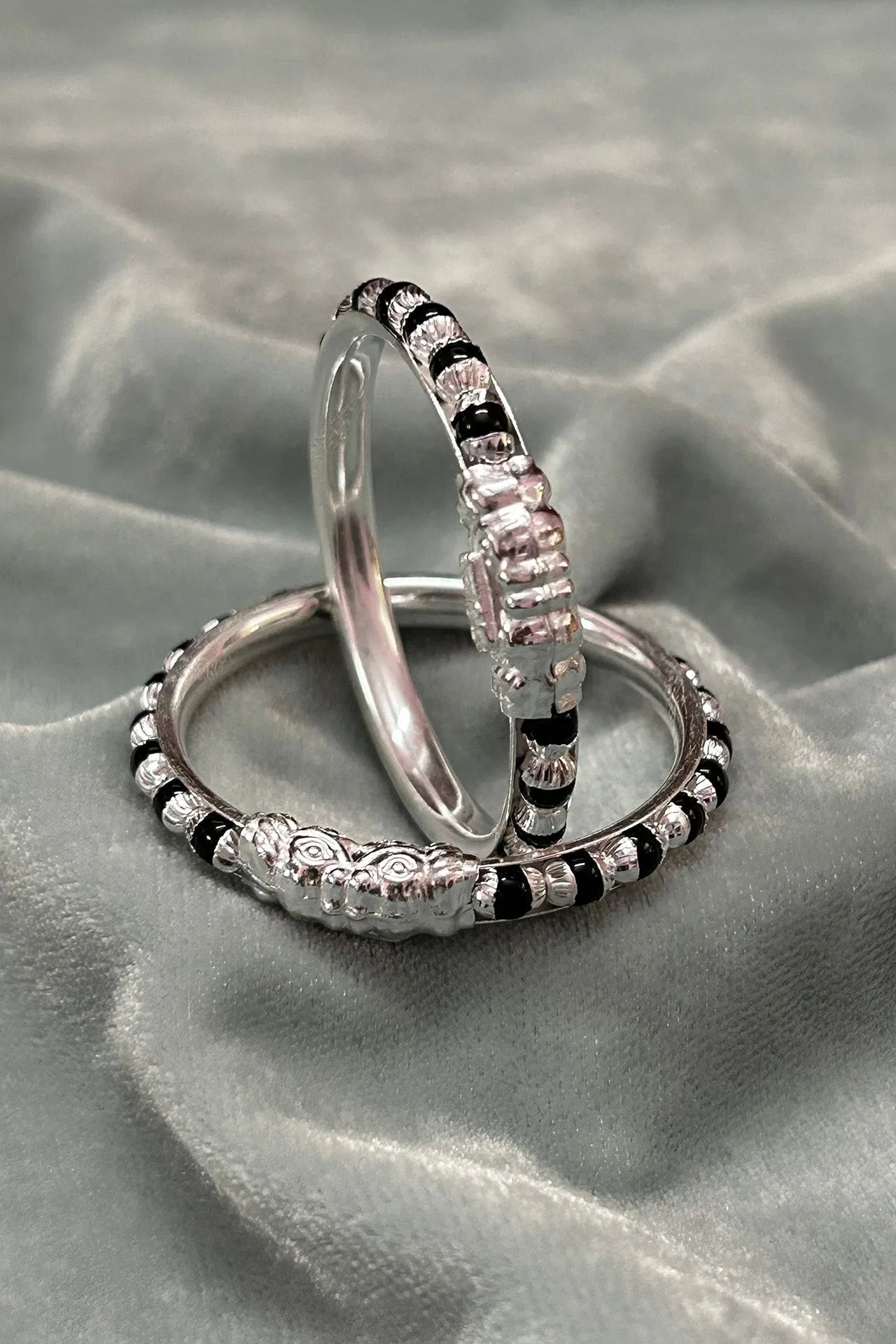 925 Silver Designer Unisex Baby Bangle Set (Design 186)