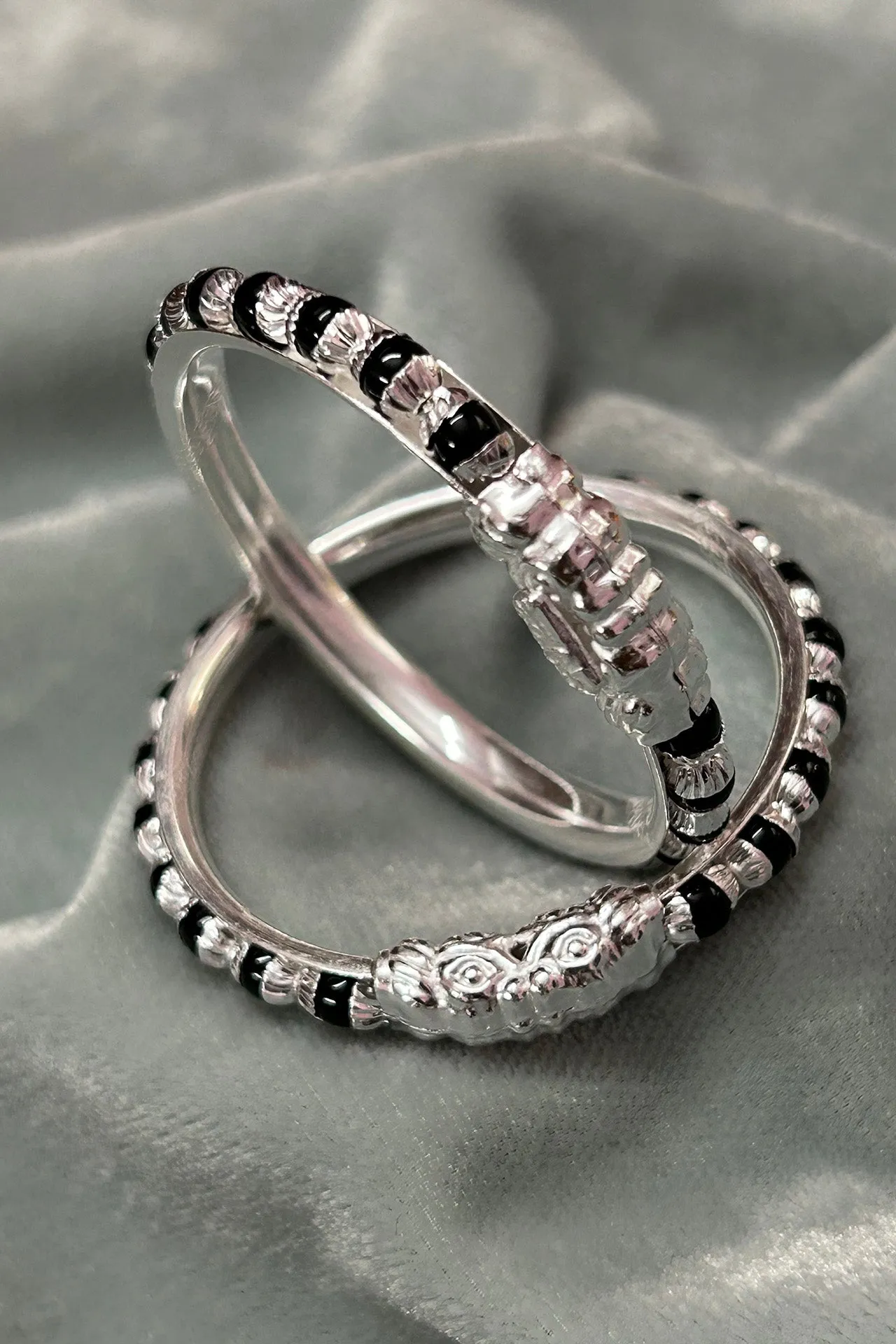 925 Silver Designer Unisex Baby Bangle Set (Design 186)