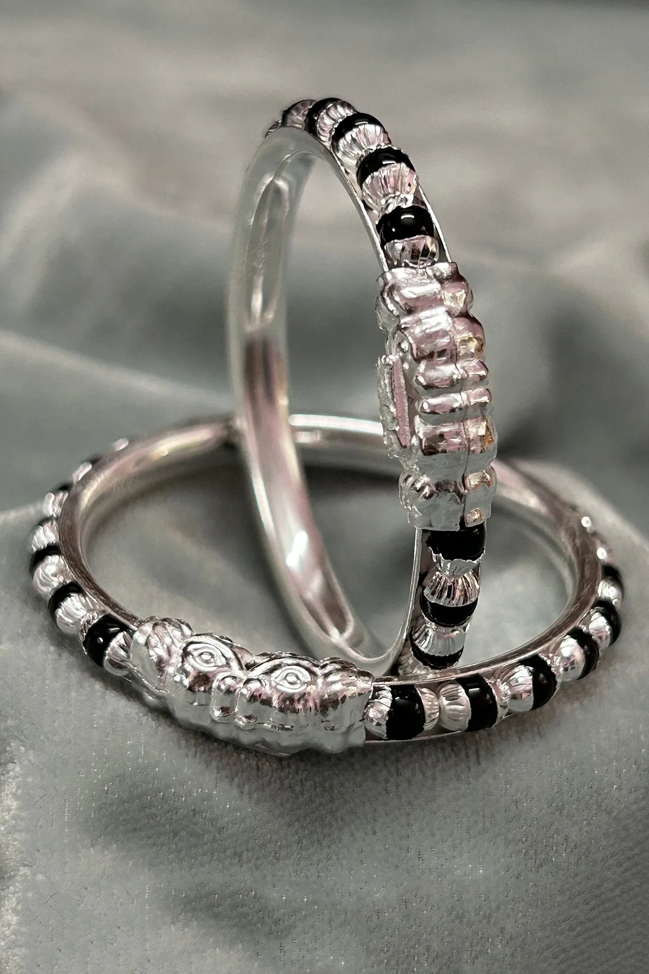 925 Silver Designer Unisex Baby Bangle Set (Design 186)