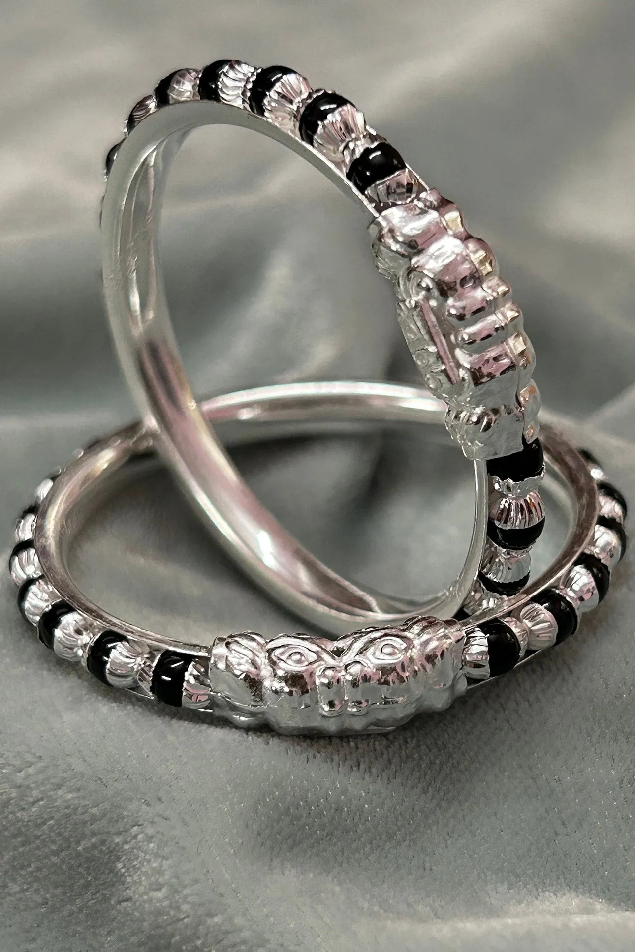 925 Silver Designer Unisex Baby Bangle Set (Design 186)