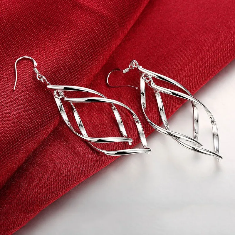 925 Silver Jewelry Women High Quality Long Earrings Hanging Drop Earring Jewelry