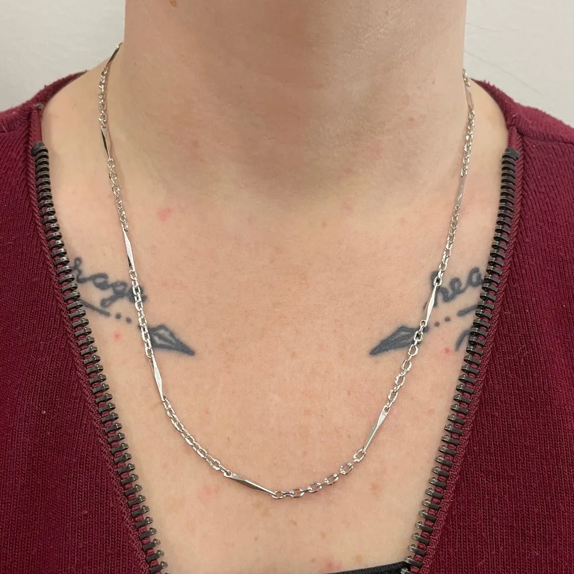 .999 Platinum Bar & Chain Necklace | 19" |