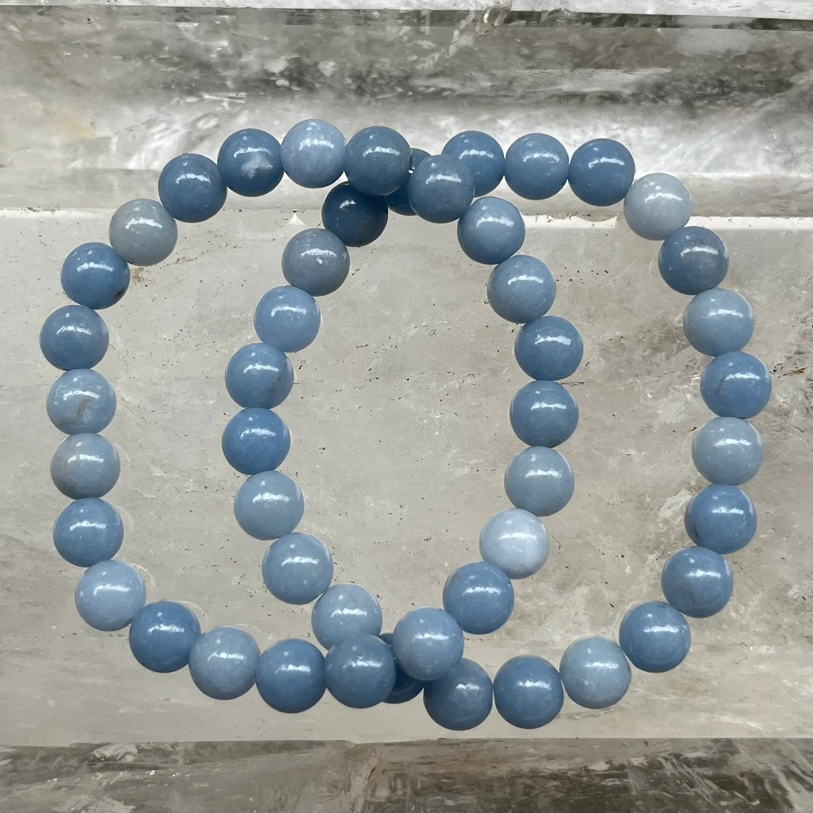 Angelite 8mm Beaded Bracelet - Angelic Energy