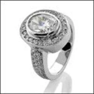 Anniversary 1 Ct Oval Bezel Halo Cubic Zirconia Cz Ring