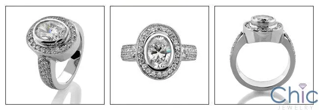 Anniversary 1 Ct Oval Bezel Halo Cubic Zirconia Cz Ring