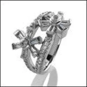 Anniversary 1.5 Ct Baguette Ct Round Flowers Cubic Zirconia Cz Ring