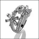Anniversary 1.5 Ct Baguette Ct Round Flowers Cubic Zirconia Cz Ring