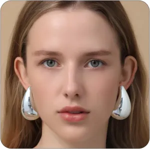 Apsvo Chunky Gold Hoop Earrings for Women, Dupes Earrings Lightweight Waterdrop Hollow Open Hoops, Hypoallergenic Gold Plated Earrings Fashion Jewelry