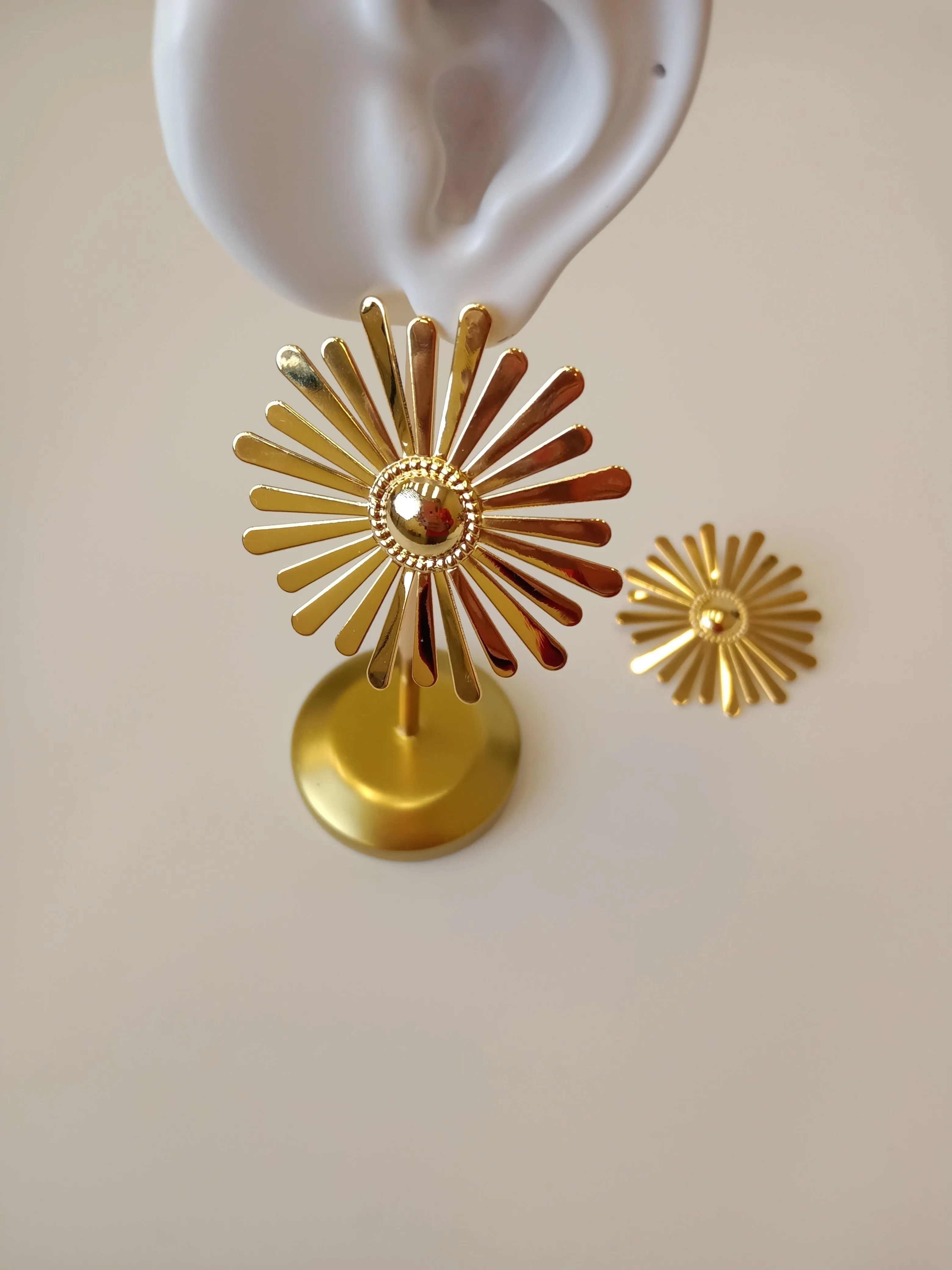 Big Gold Flower Stud Earrings