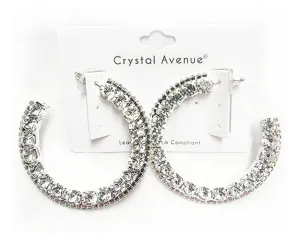 Big Rhinestone Crystal Half Hoop Earrings  - Post