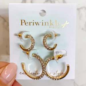 Crystal Gold Duo Hoop Earrings