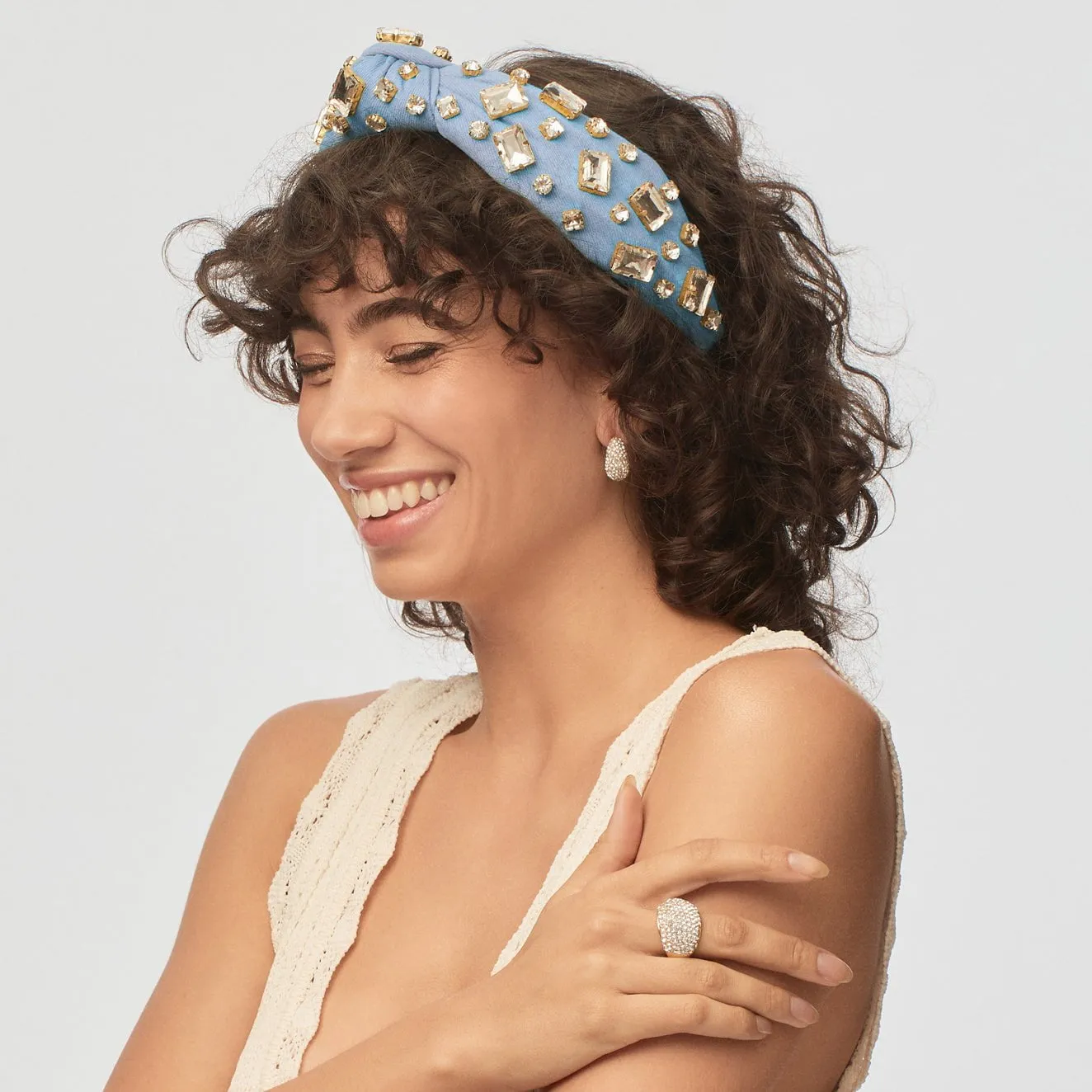 CRYSTAL PAVE DOME MINI HOOP EARRINGS