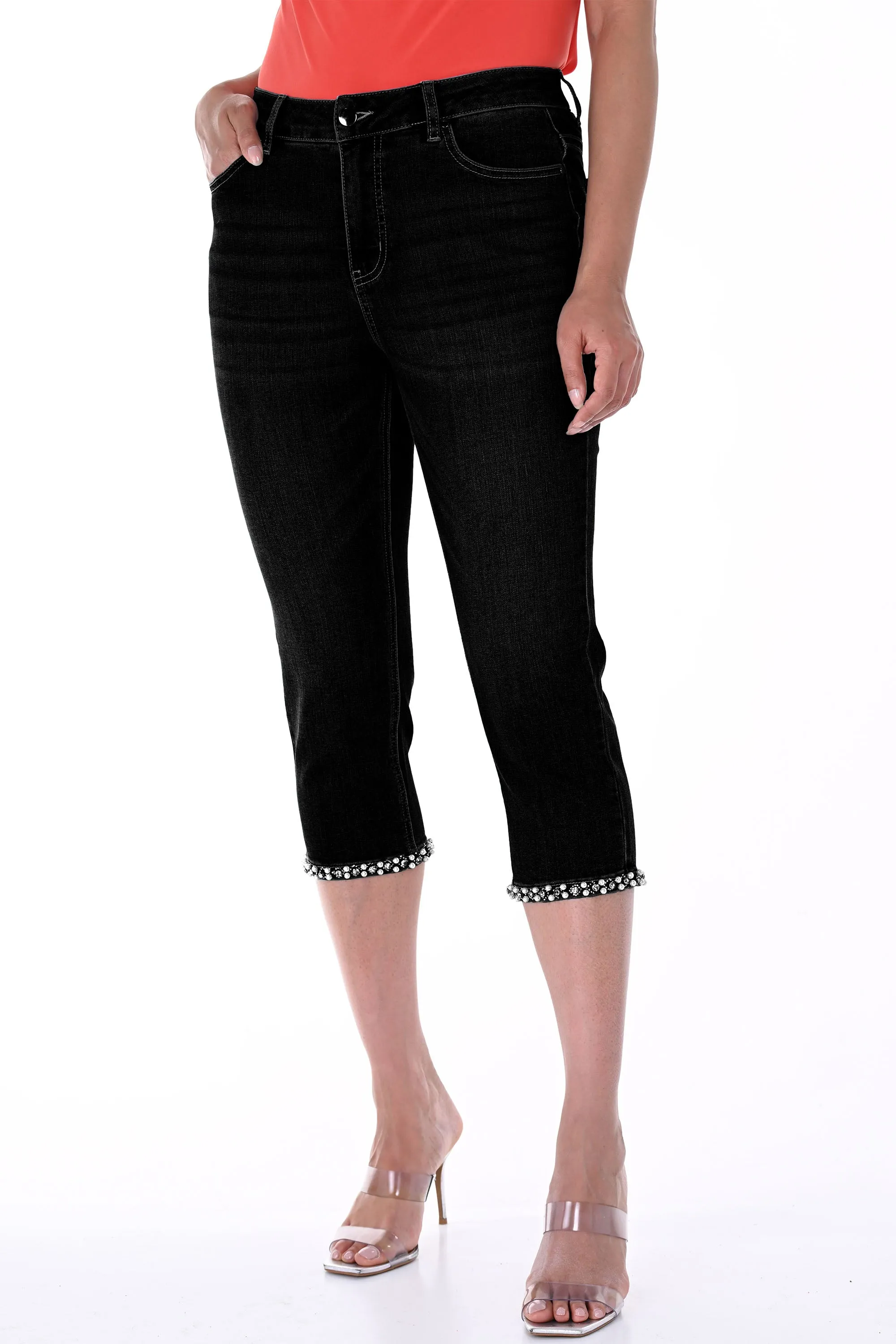 DENIM BOW CAPRI