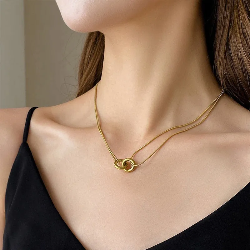 Double Layer Bead Annulation Necklace