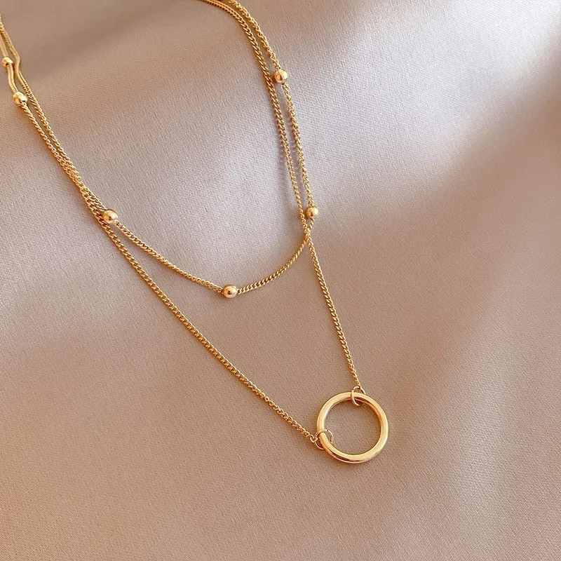 Double Layer Bead Annulation Necklace