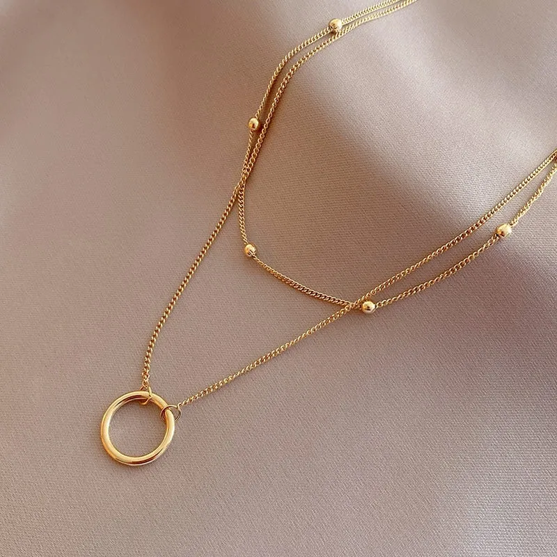 Double Layer Bead Annulation Necklace