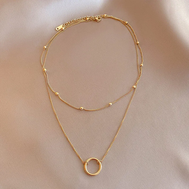 Double Layer Bead Annulation Necklace