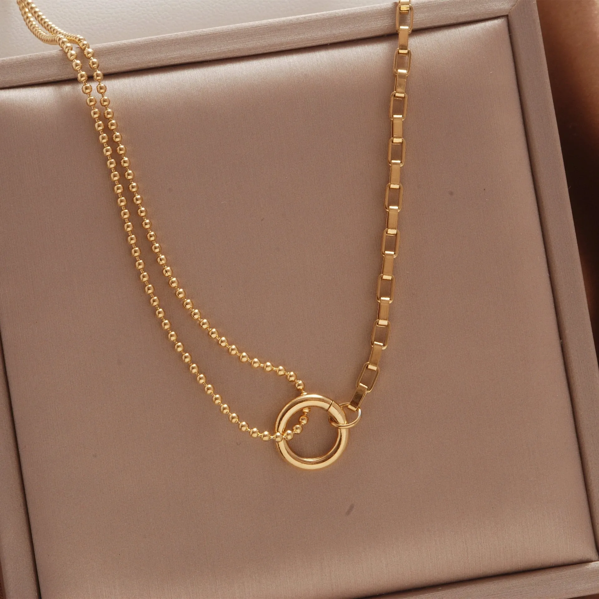 Double Layer Bead Annulation Necklace