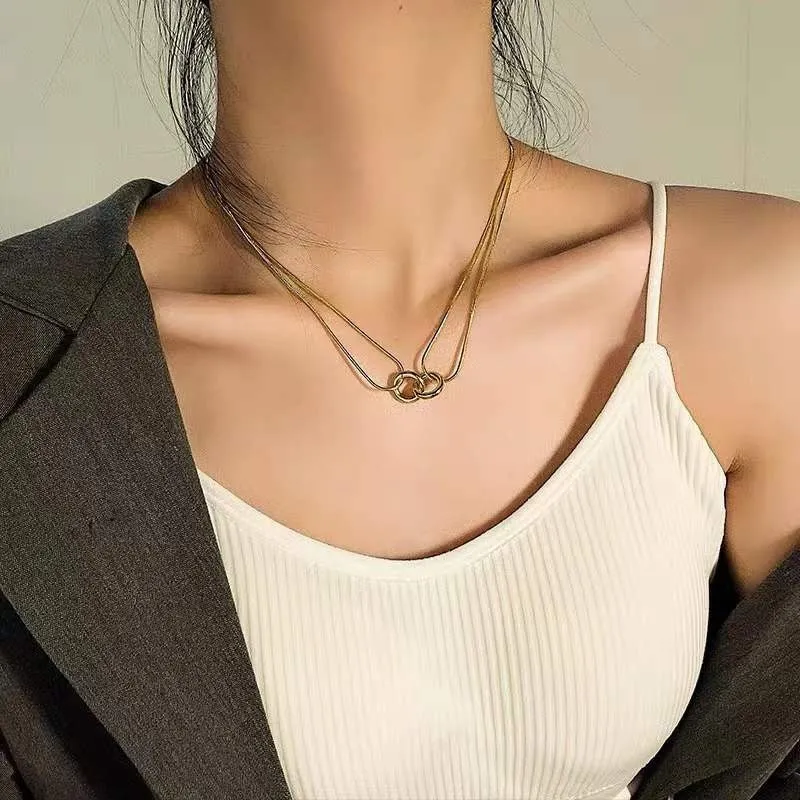 Double Layer Bead Annulation Necklace