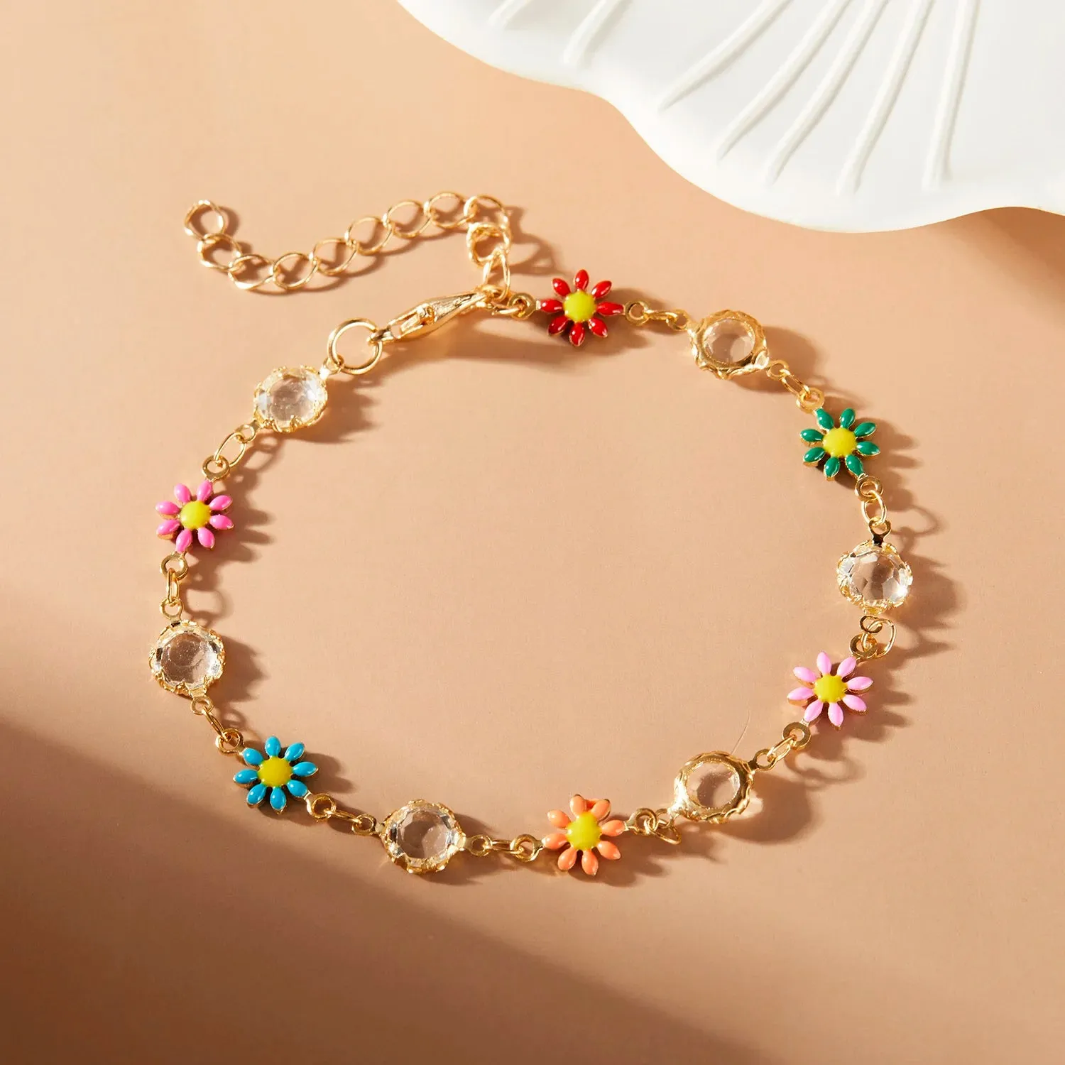 Elegant Colorful Love Heart Link Chain Bracelets For Women Girls New Fashion Butterfly Star Beaded Pendant Bracelet Wristbands