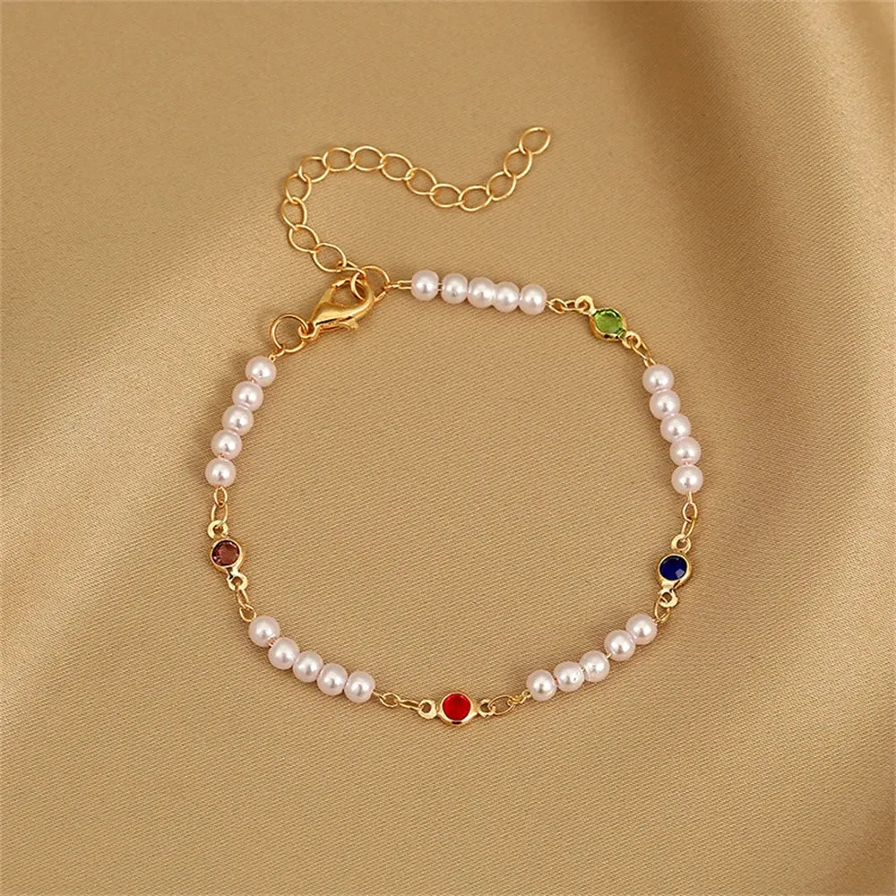 Elegant Colorful Love Heart Link Chain Bracelets For Women Girls New Fashion Butterfly Star Beaded Pendant Bracelet Wristbands