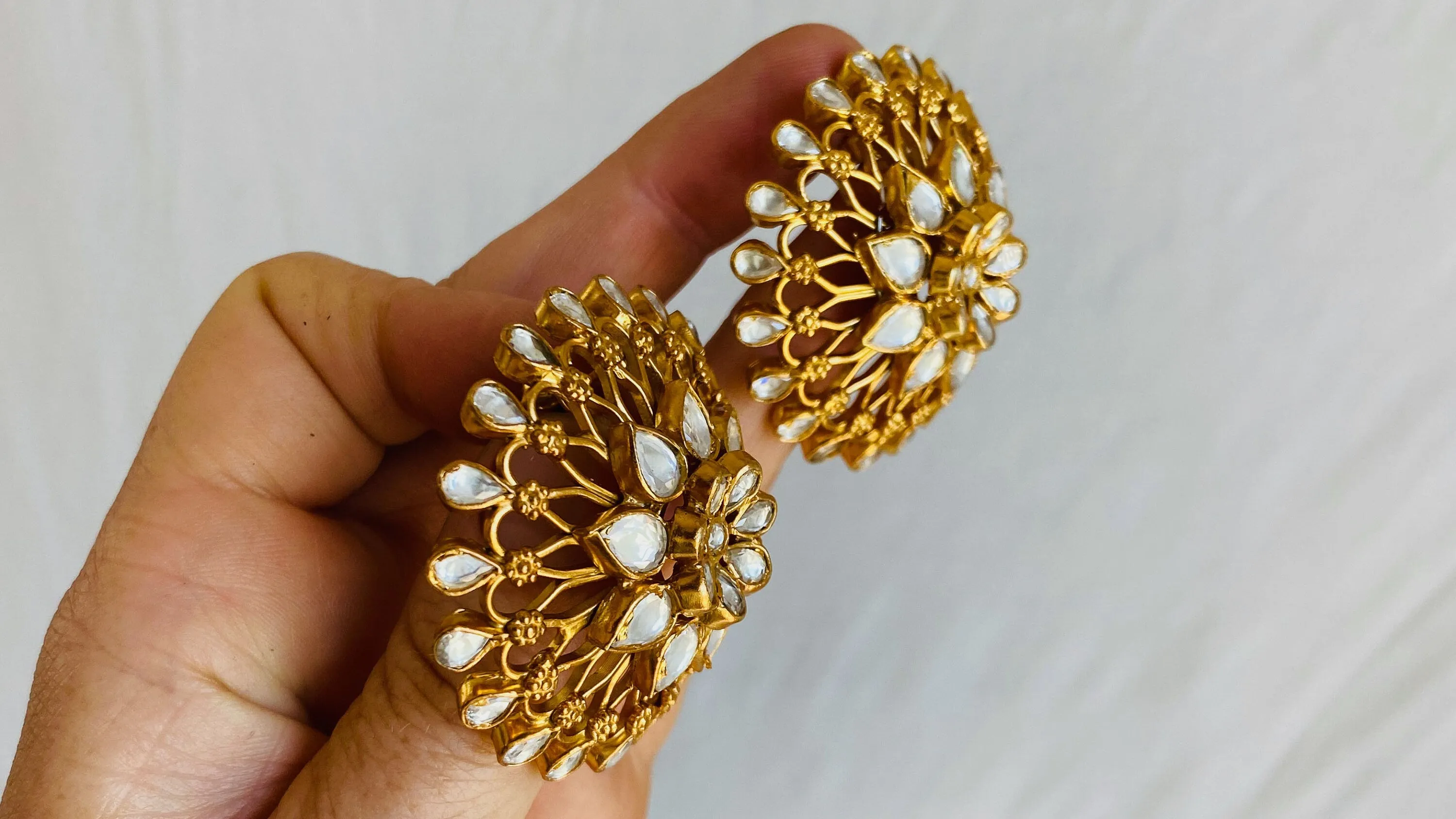 Gold Plated Indian Post Earrings. 24kt Gold Plated. Sterling Silver. Vermeil