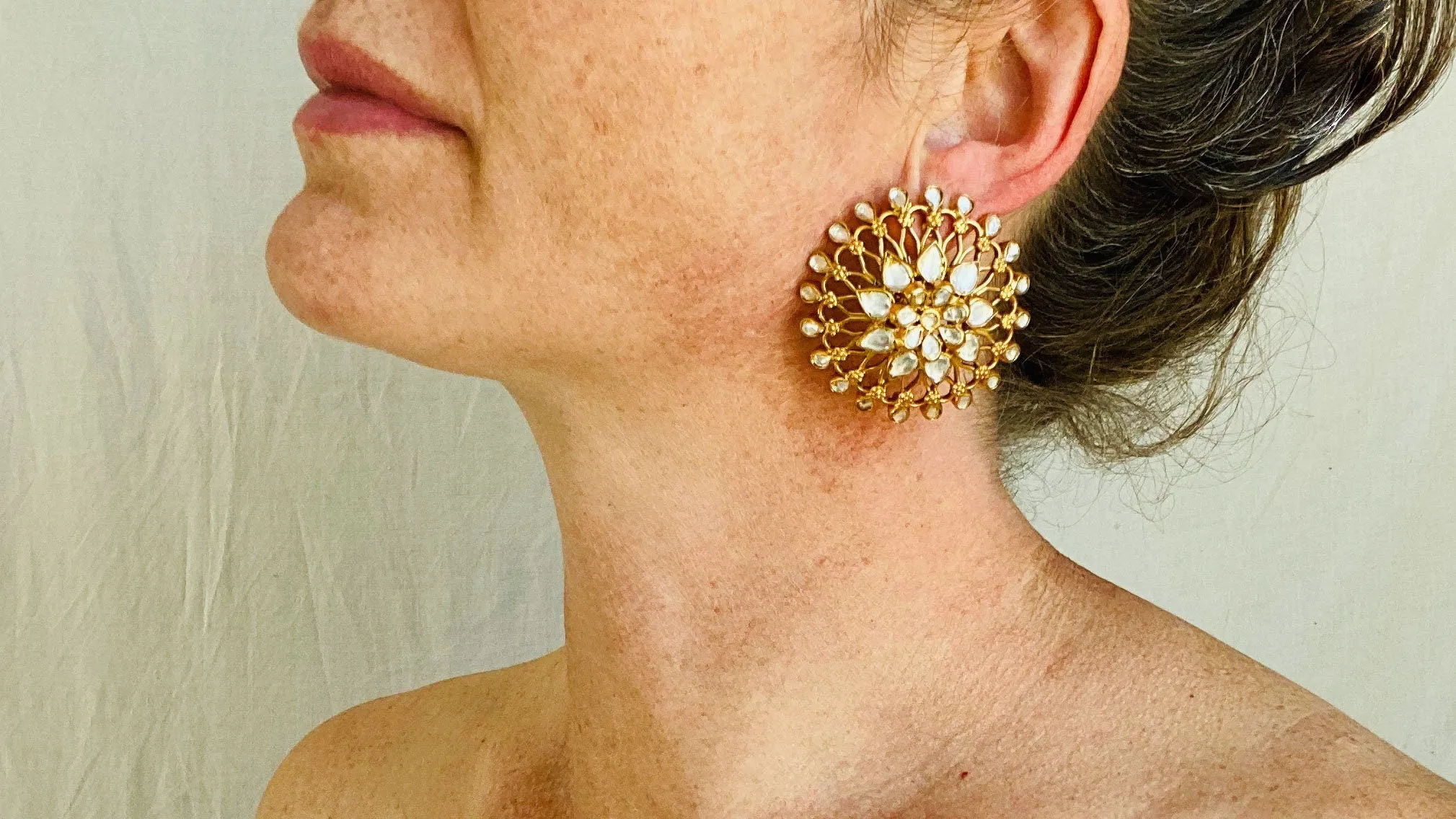 Gold Plated Indian Post Earrings. 24kt Gold Plated. Sterling Silver. Vermeil