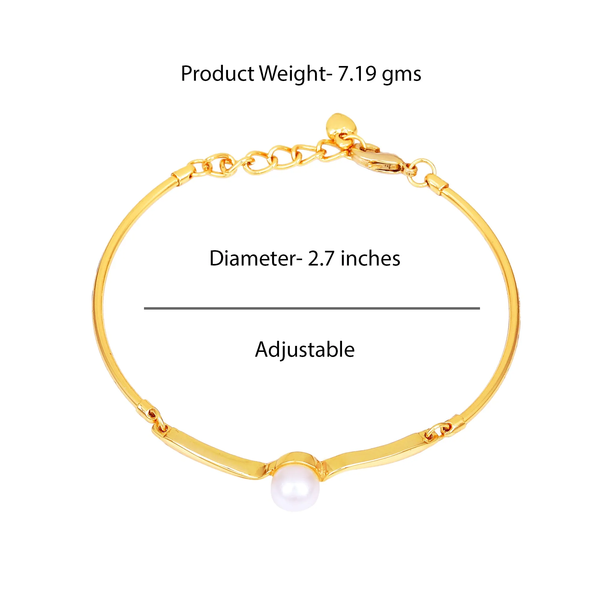 Gold Plated Single Pearl Studded Bracelet