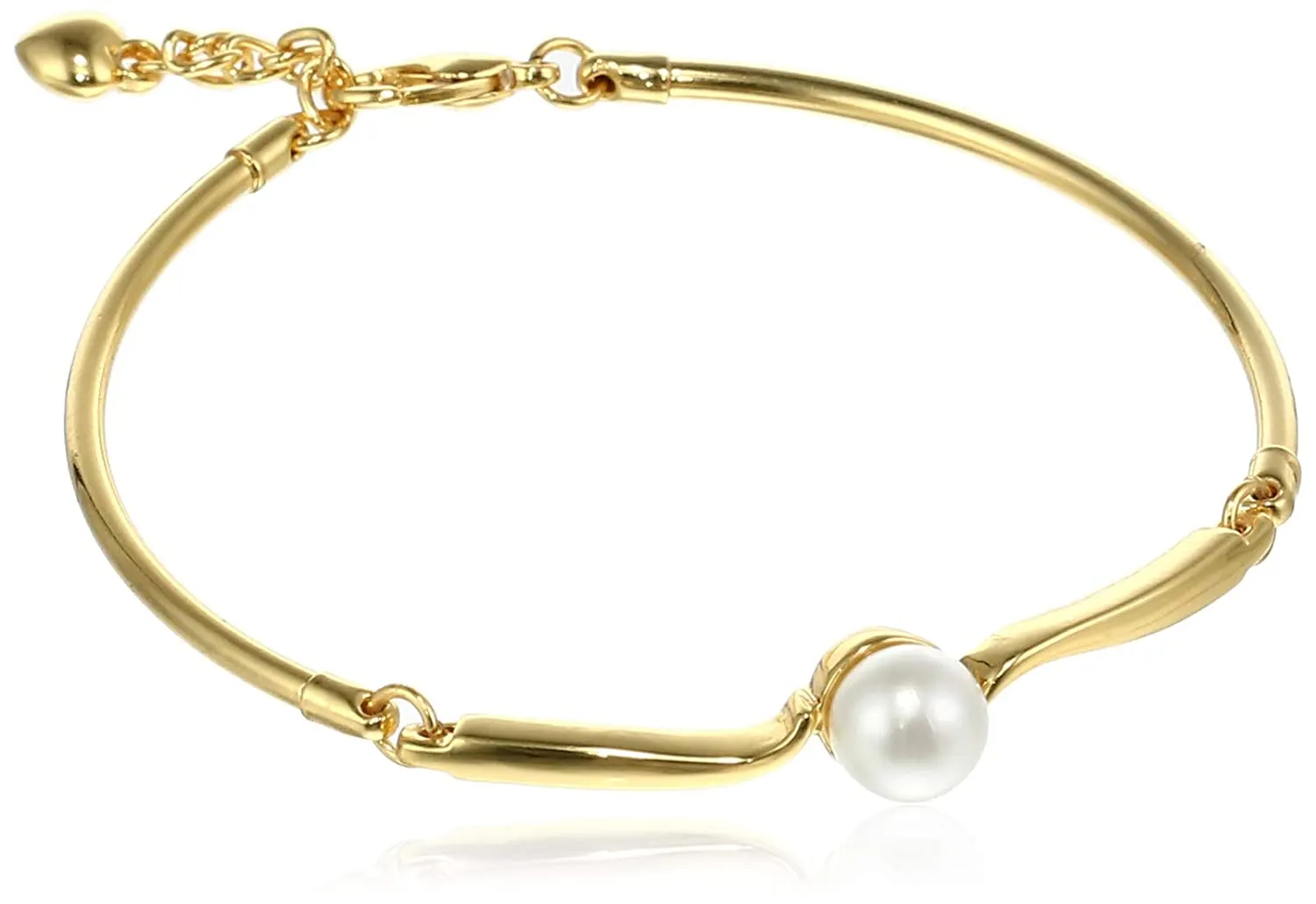 Gold Plated Single Pearl Studded Bracelet