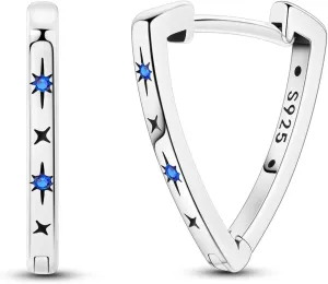 Hapour Sterling Silver Cubic Zirconia Hoop Earrings for Women Teen, Hypoallergenic Rhinestone Earrings Sparkly Crystal Moon Star Hoops