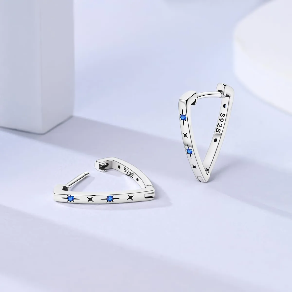 Hapour Sterling Silver Cubic Zirconia Hoop Earrings for Women Teen, Hypoallergenic Rhinestone Earrings Sparkly Crystal Moon Star Hoops
