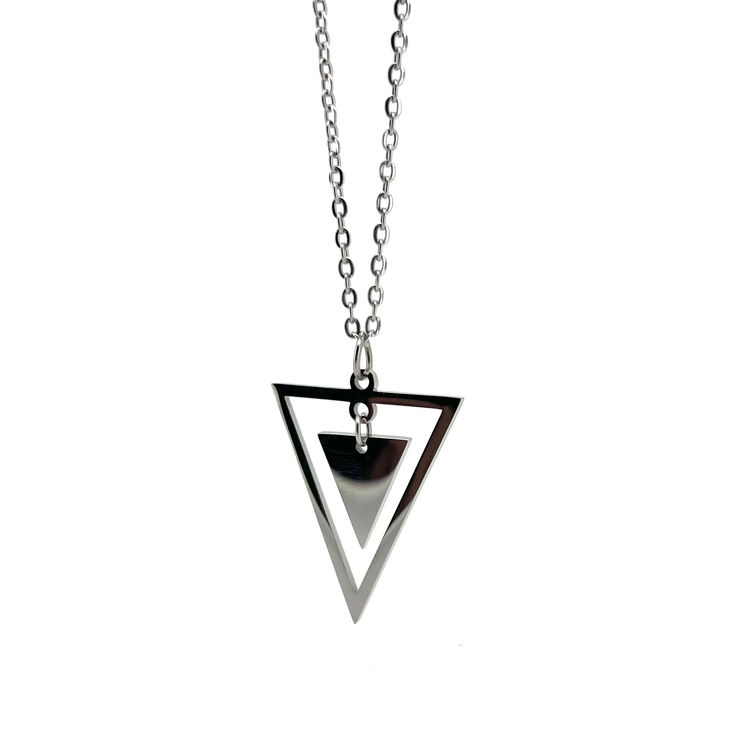 Hugues Double Triangle Pendant with Chain Necklace