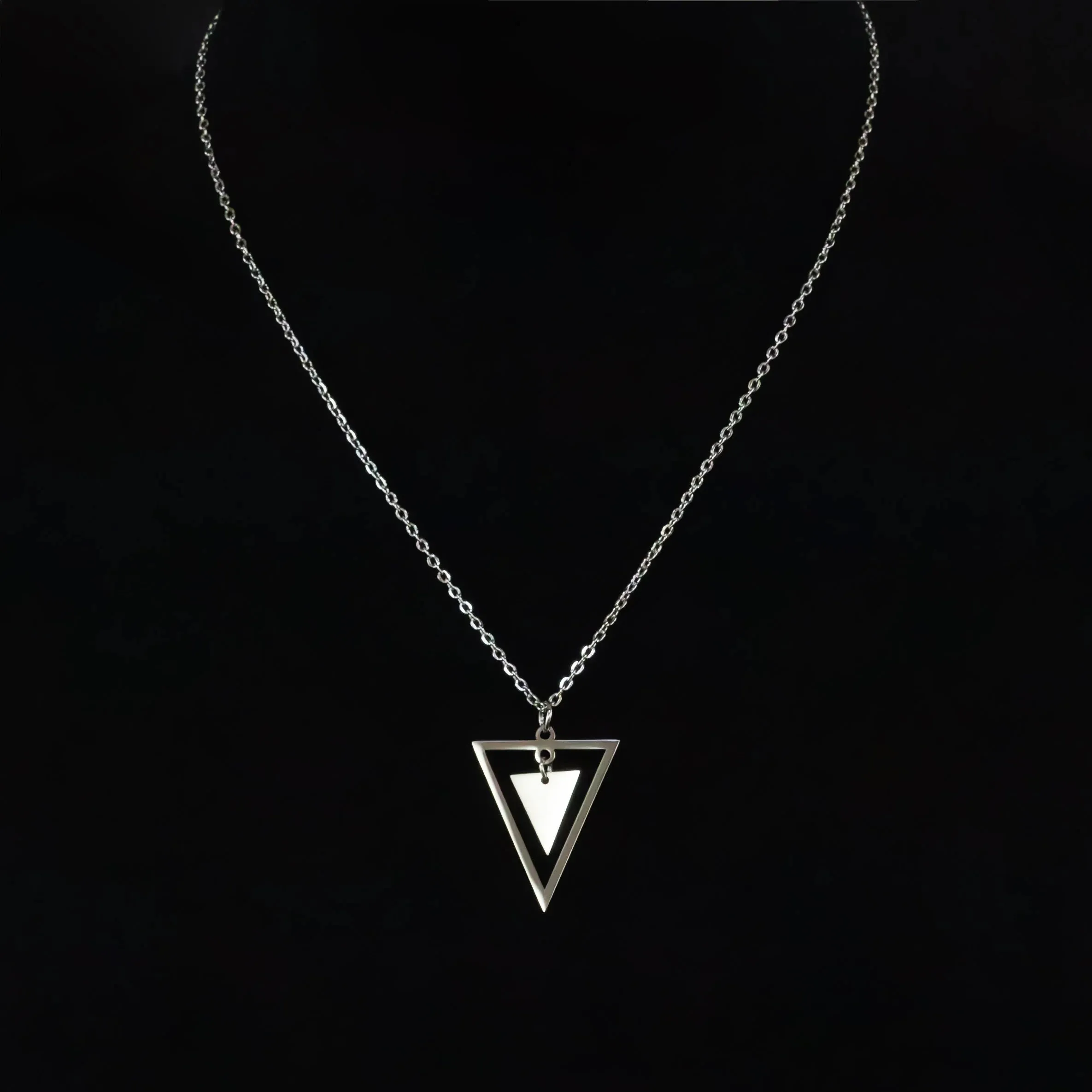 Hugues Double Triangle Pendant with Chain Necklace