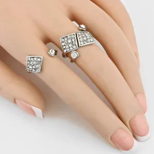 iLLASPARKZ Diamond Pave Cuff Ring Set