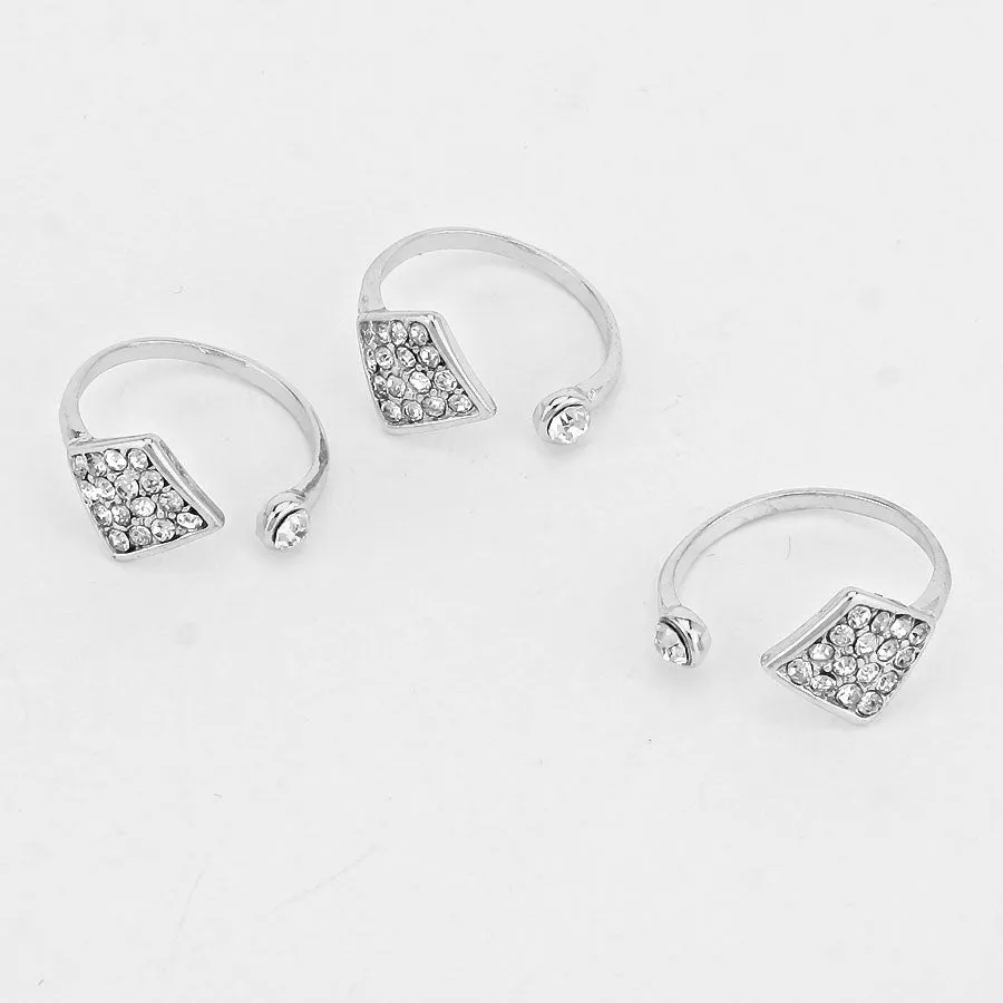 iLLASPARKZ Diamond Pave Cuff Ring Set