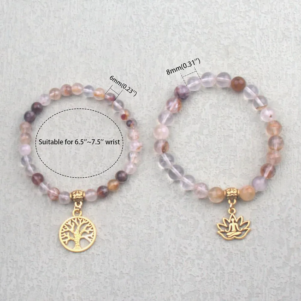 KSQS Healing Stone Bracelets for Women, Natural Semi Precious Gemstone Beads Yoga Chakra Bracelet, Tree of Life Lotus Stretch Bracelets for Anxiety and Stress
