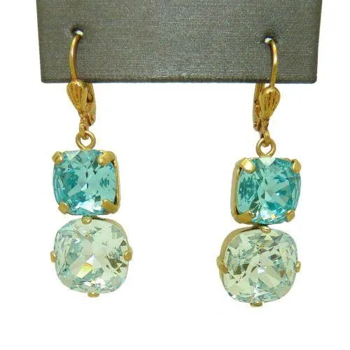 La Vie Parisienne Earrings Swarovski Double Crystal Popesco Blue Ice 6503G