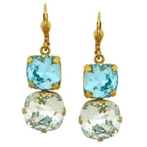 La Vie Parisienne Earrings Swarovski Double Crystal Popesco Blue Ice 6503G