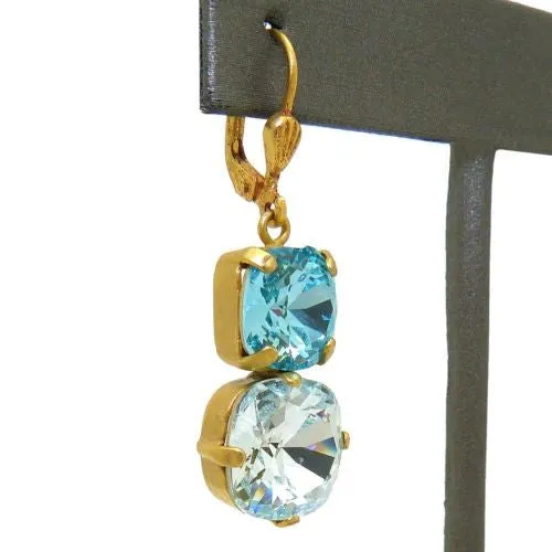 La Vie Parisienne Earrings Swarovski Double Crystal Popesco Blue Ice 6503G