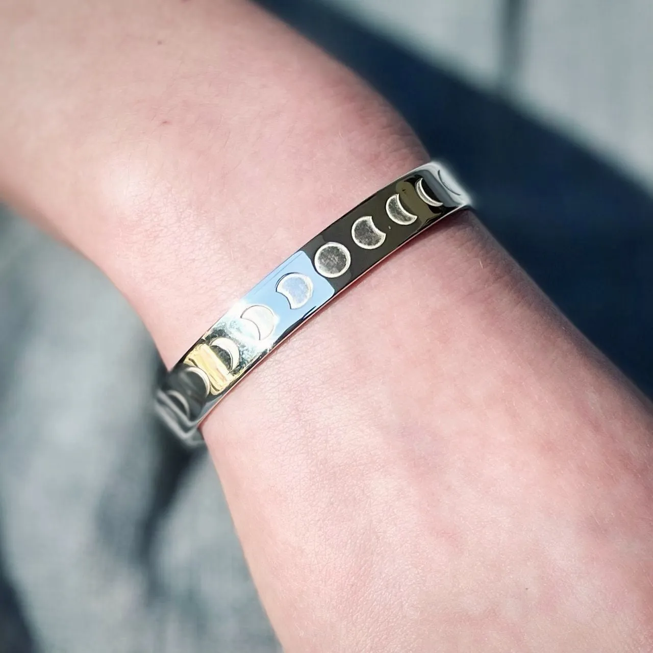 Luna Phases Engraved Bangle