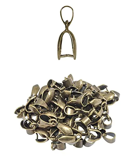 Mandala Crafts Metal Pendant Clasp Connectors Bails for Necklace - Pinch Bails for Jewelry Making - Pinch Bail Pendant Findings Charm Clasp Clips 50 PCs