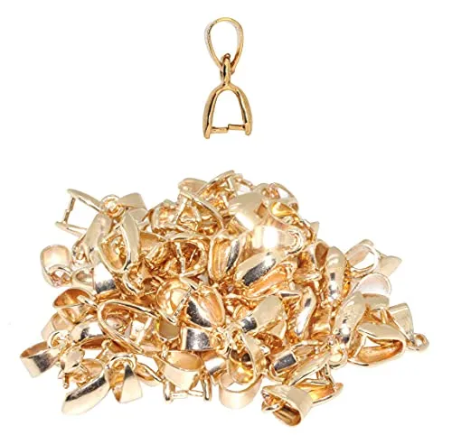 Mandala Crafts Metal Pendant Clasp Connectors Bails for Necklace - Pinch Bails for Jewelry Making - Pinch Bail Pendant Findings Charm Clasp Clips 50 PCs