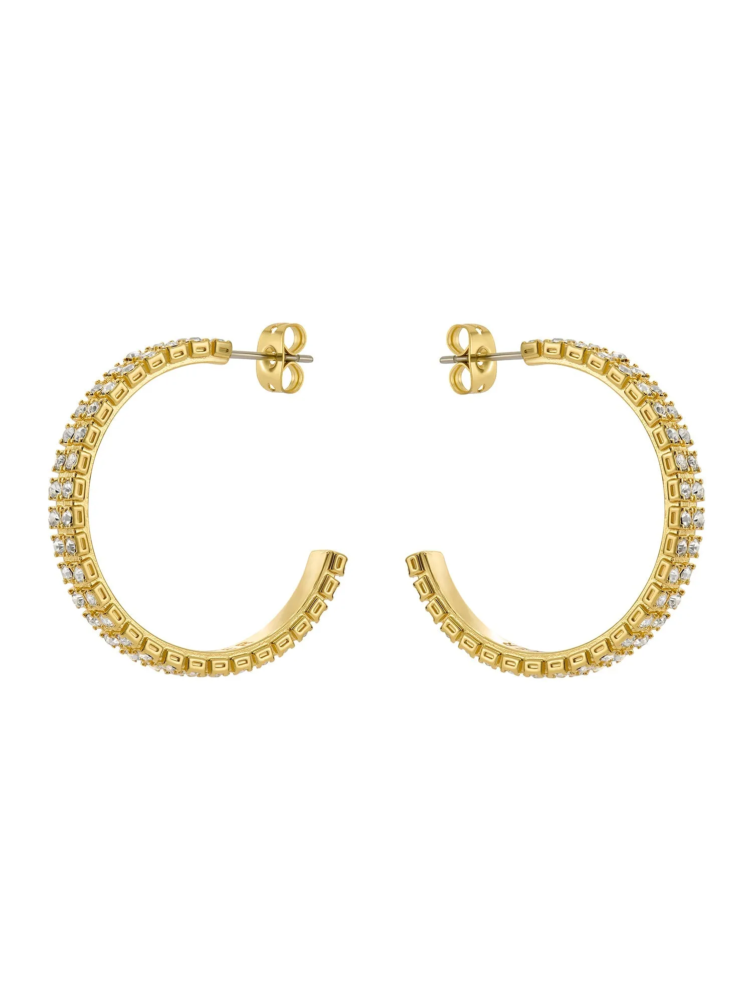 Mellia Medium Double Crystal Hoop Earring Gold